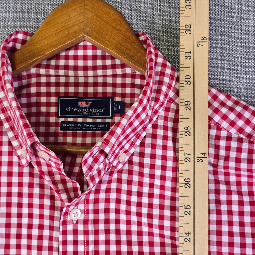 Vineyard Vines Tucker Shirt L Red White Gingham Classic Fit Preppy Casual 1W3569 - Picture 10 of 16